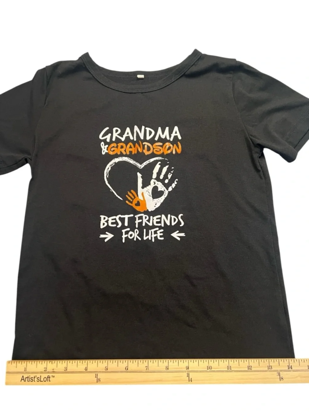 Grandma & Grandson Best Friends Tee Black Kids Shirt Graphic Size 6 Cotton